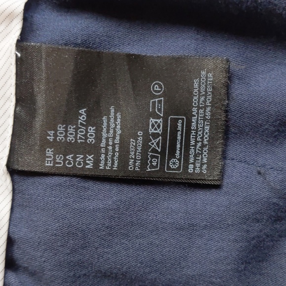 Mens Dress Pants, H&M, Size 30R, Navy Blue - Picture 5 of 9